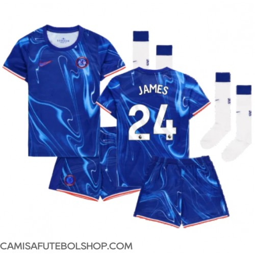 Camisa de time de futebol Chelsea Reece James #24 Replicas 1º Equipamento Infantil 2024-25 Manga Curta (+ Calças curtas)